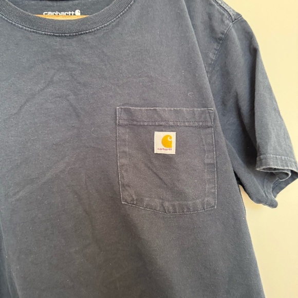 Carhartt Navy T-Shirt with pocket XL y2k streetwear - Picture 3 of 5